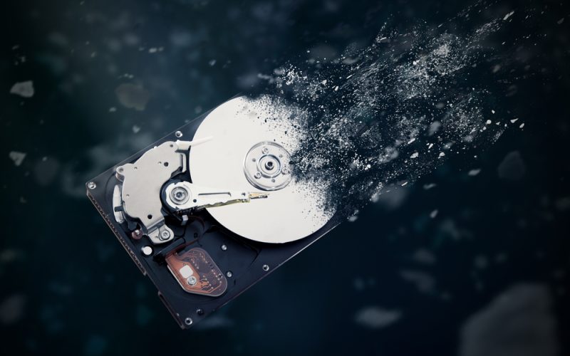 The,Old,Hard,Disk,Drive,Is,Disintegrating,In,Space.,Conception